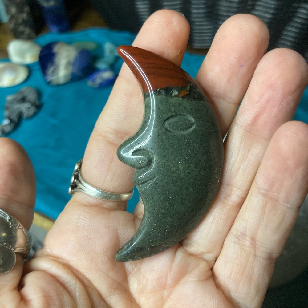 Bloodstone Man in the Moon Carving